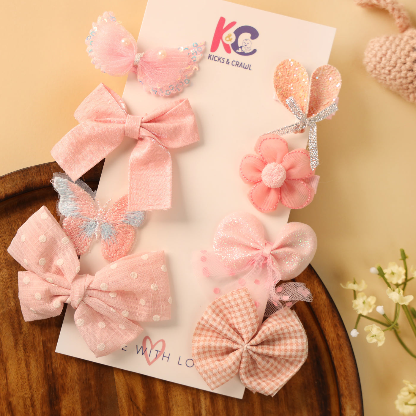 Sparkly Bows Hair clips (Pack of 8)