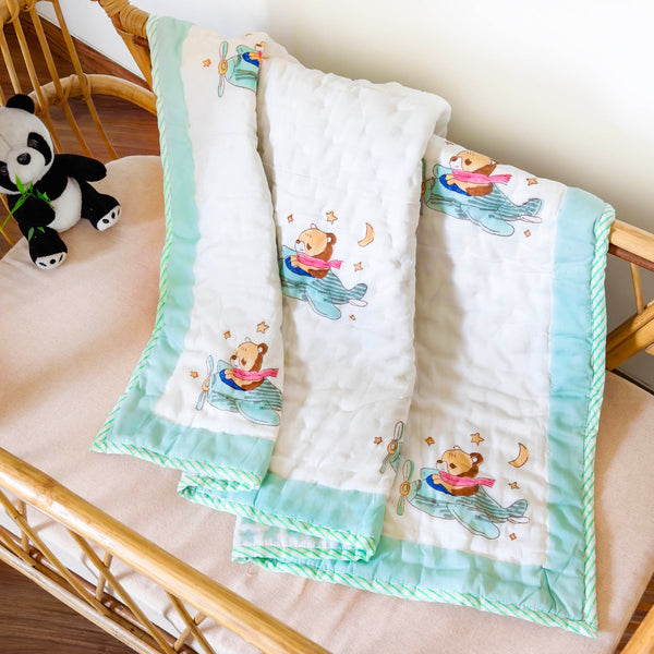 Bears And Stars Quilted Thick Blanket