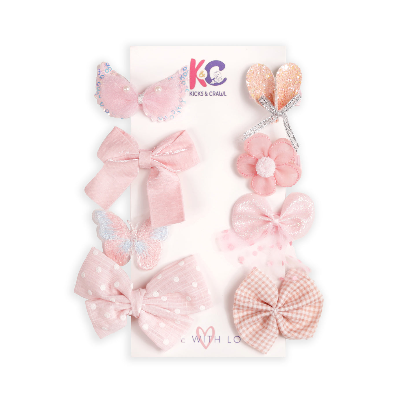 Sparkly Bows Hair clips (Pack of 8)