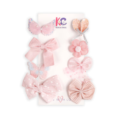 Sparkly Bows Hair clips (Pack of 8)