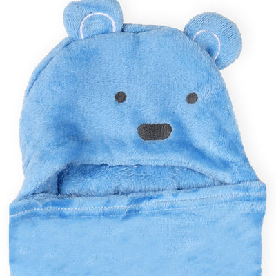 Blue Bear Hooded Fur Blanket