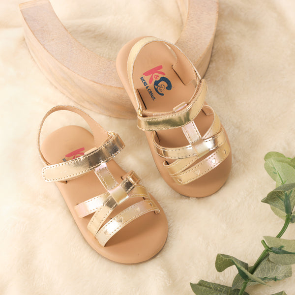 Shinny Hearts Gold Sandals