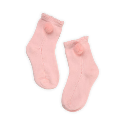 Pink & White Pom Pom Socks