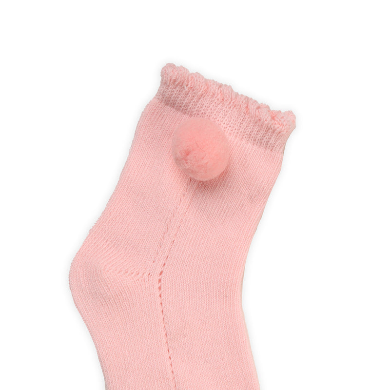 Pink & White Pom Pom Socks