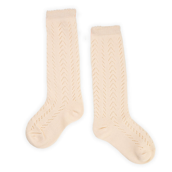 Cream-Bow Stockings