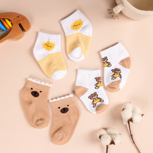 Cuddly Bear Flat Socks (Pack of 3)