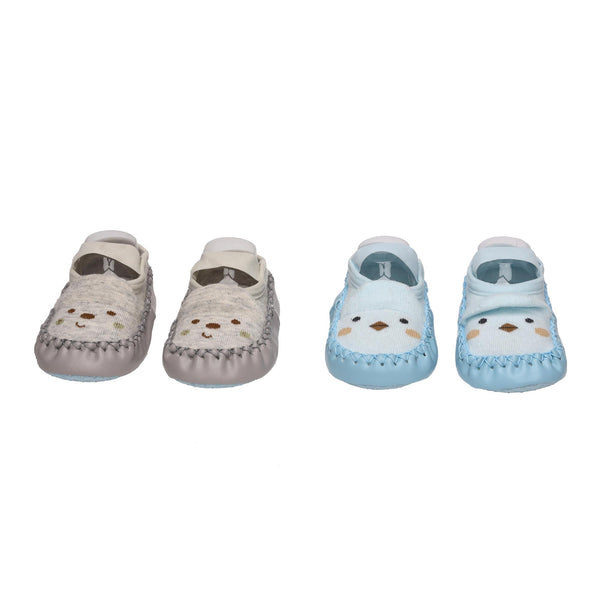 Happy Feet Grey & Blue Slip On Booties - 2 Pack