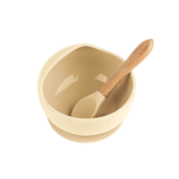 Silicone Bowl & Spoon Set - Cream