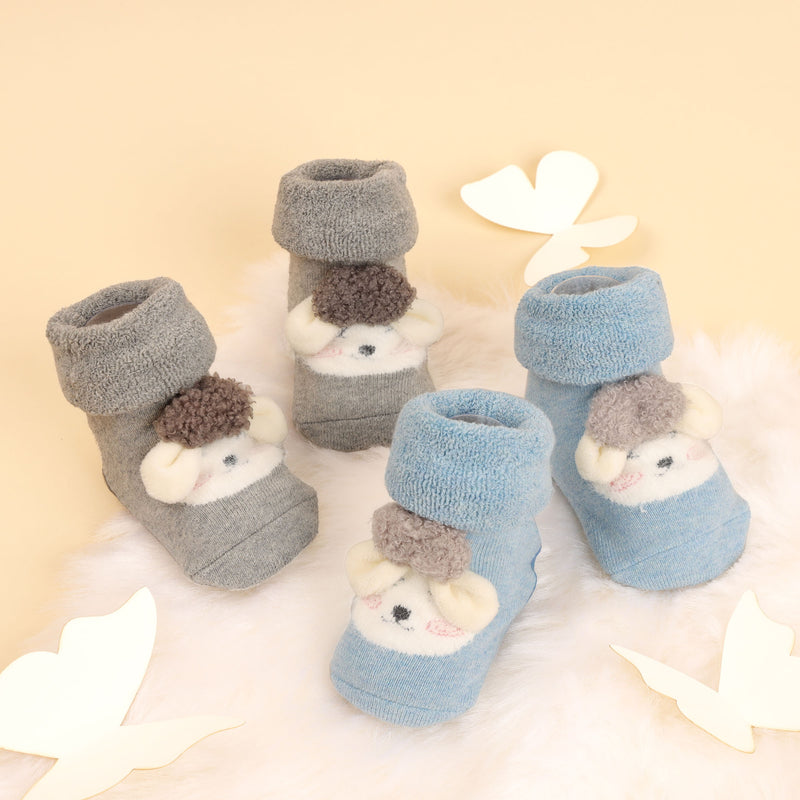 Baby Sheep Blue & Grey 3D Socks - 2 Pack