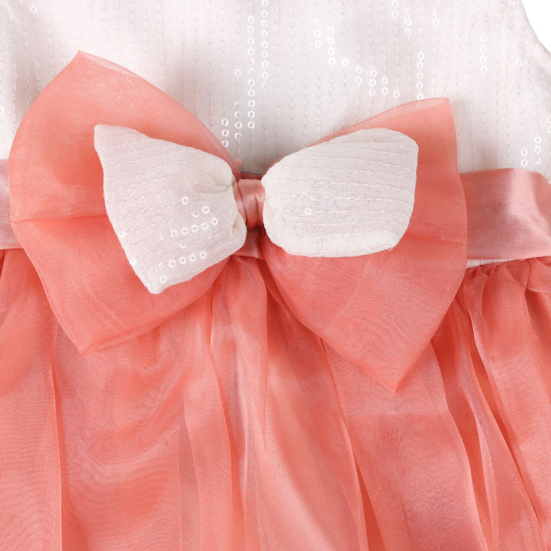 White & Peach Party Frock