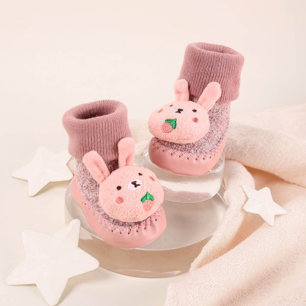 Pink Bunny Baby Booties