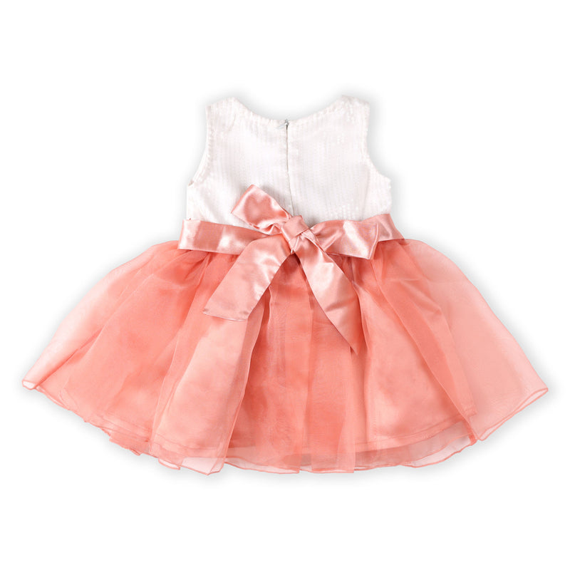 White & Peach Party Frock