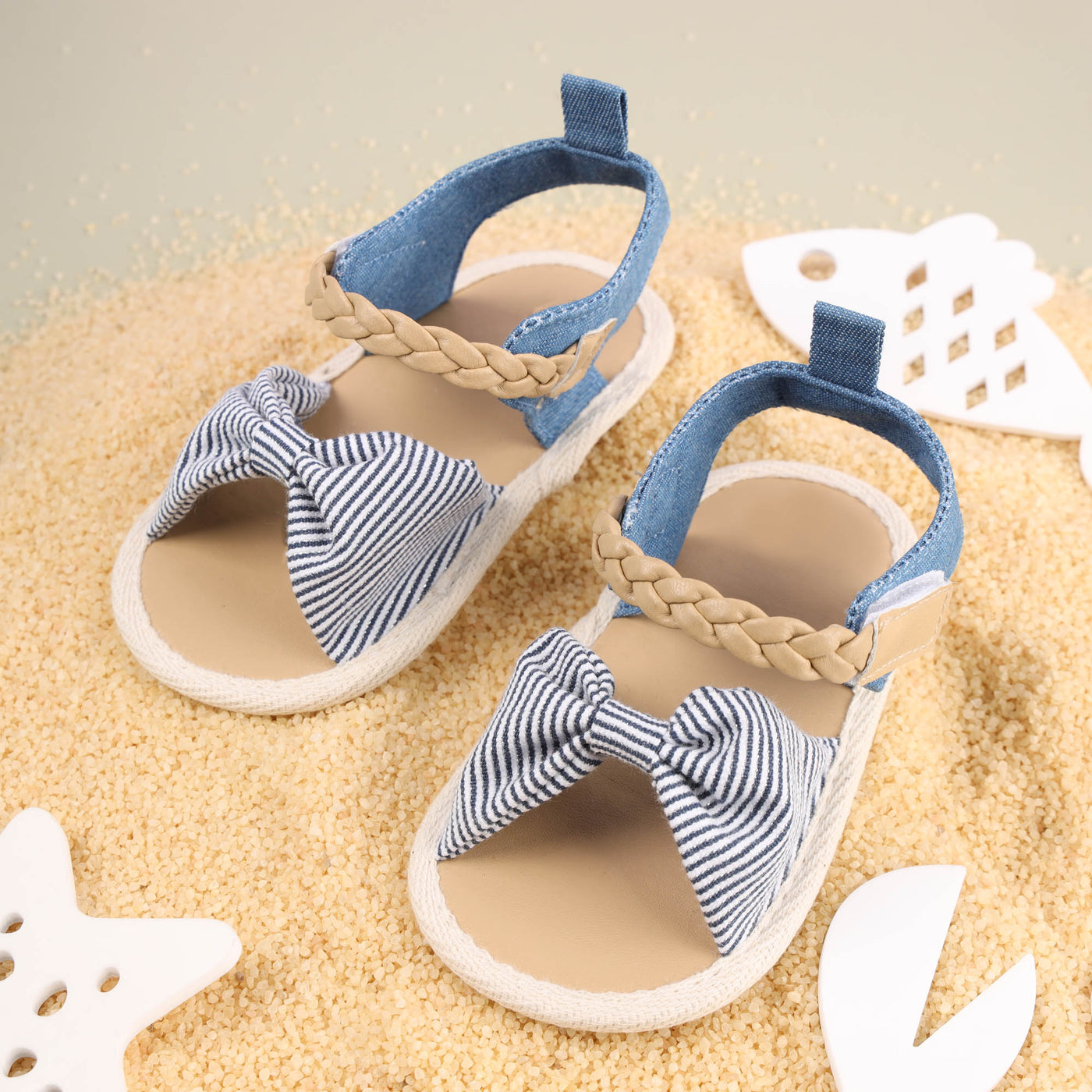 Knotted Stripes Denim Sandals