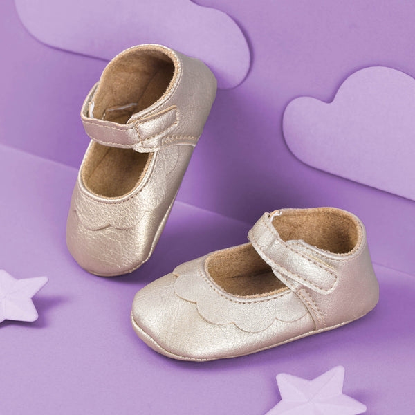 Golden Ruffle Baby Shoes