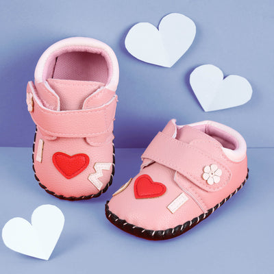 Pink Hearts Baby Shoes