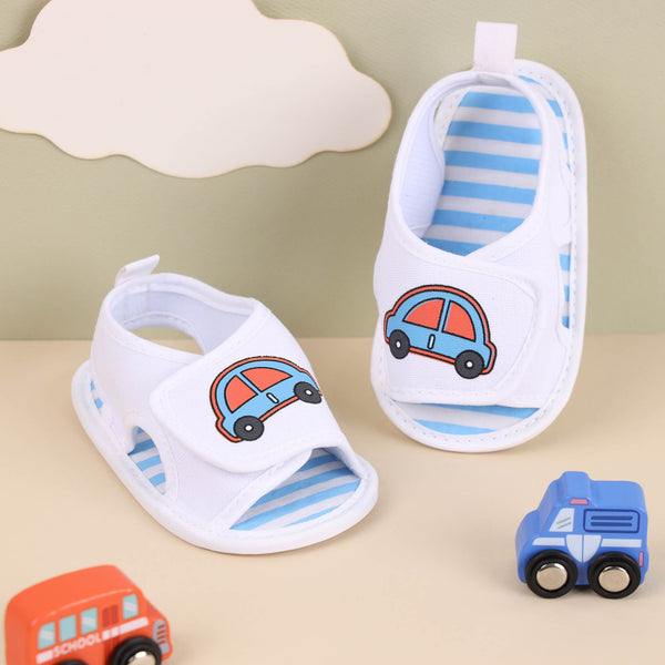 Racing Car Baby Shoes - White