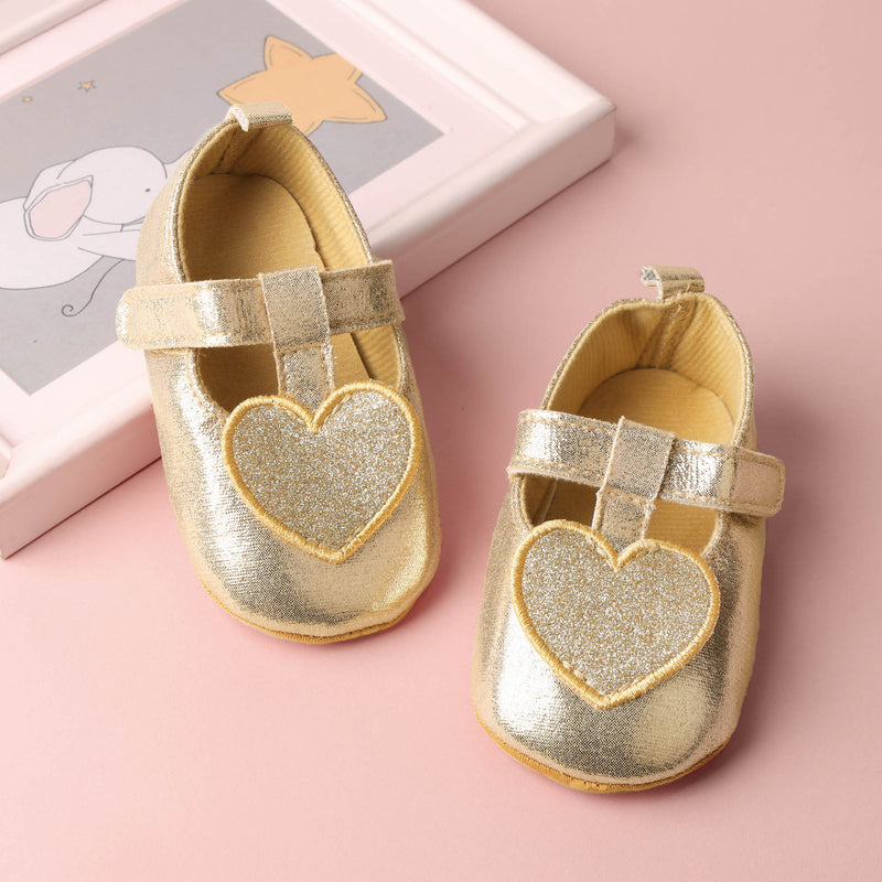 Golden Hearts Baby Shoes