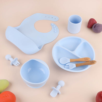 Sky Blue Silicone Mealtime Set