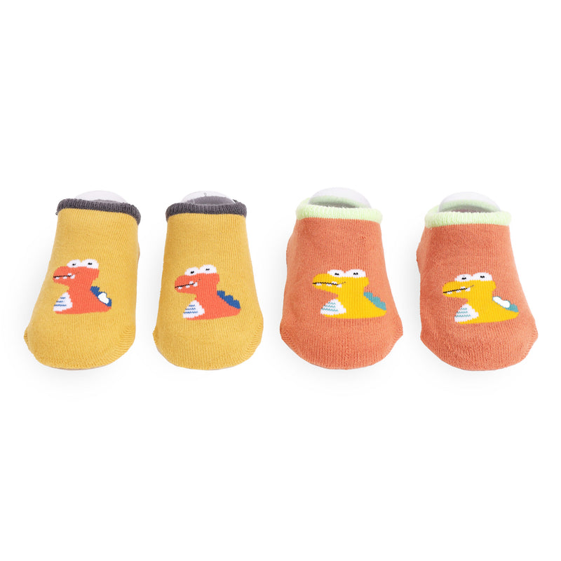 Dino Orange & Yellow Socks - 2 Pack