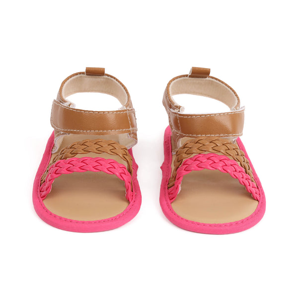 Tan & Pink Braided Sandals