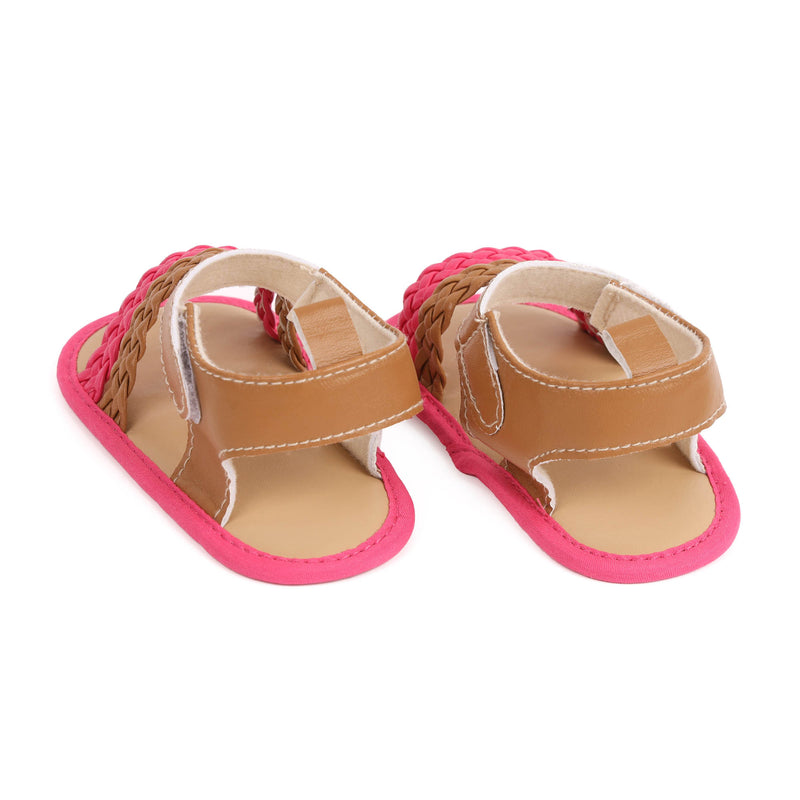Tan & Pink Braided Sandals