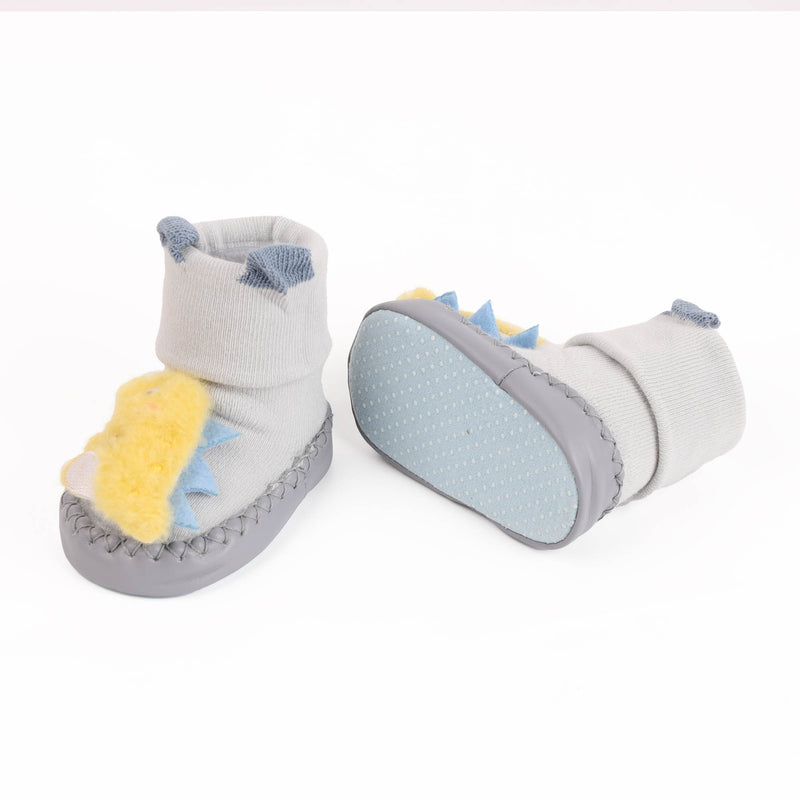Daddy's Lil Dino Booties - Grey