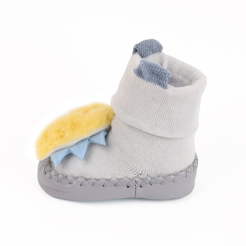 Daddy's Lil Dino Booties - Grey