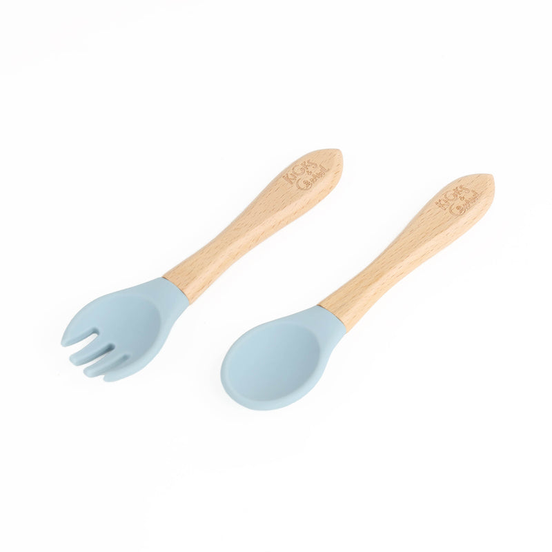 Silicone Plate & Cutlery Set - Sky Blue