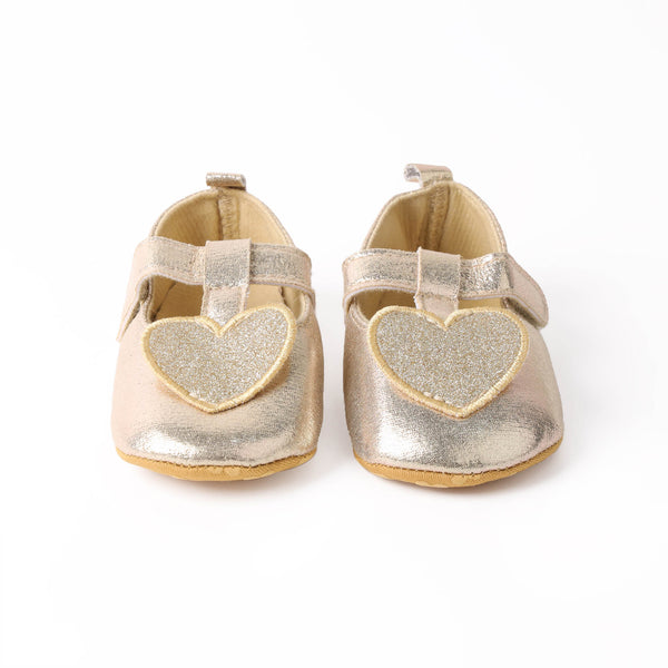 Golden Hearts Baby Shoes