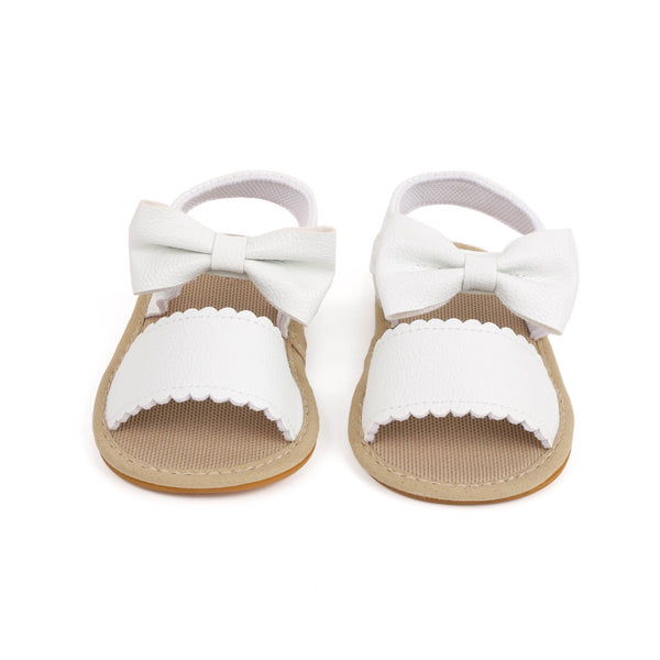 Twisted Bow White Sandals