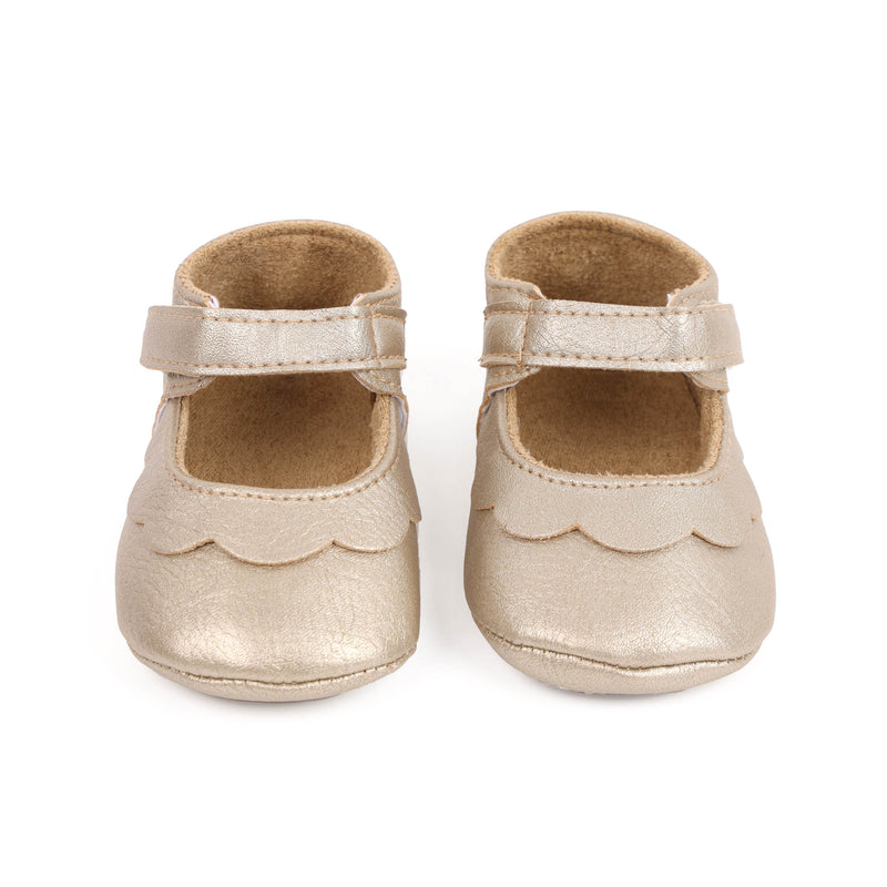 Golden Ruffle Baby Shoes 