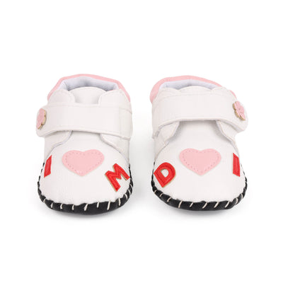 White Hearts Baby Shoes 