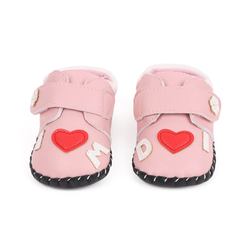 Pink Hearts Baby Shoes