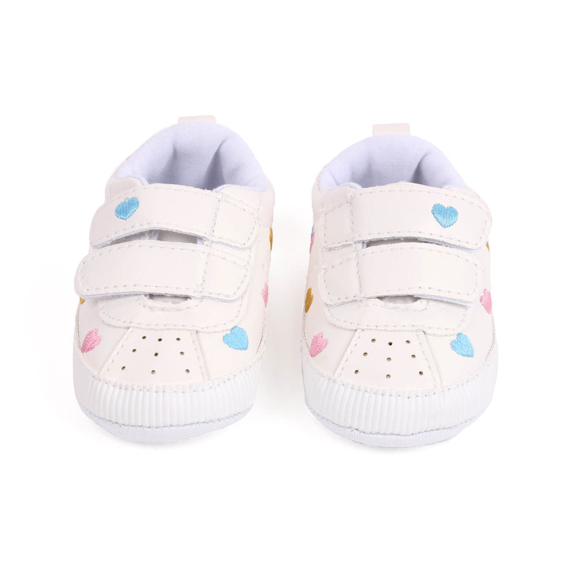 Lovely Hearts Baby Shoes - White