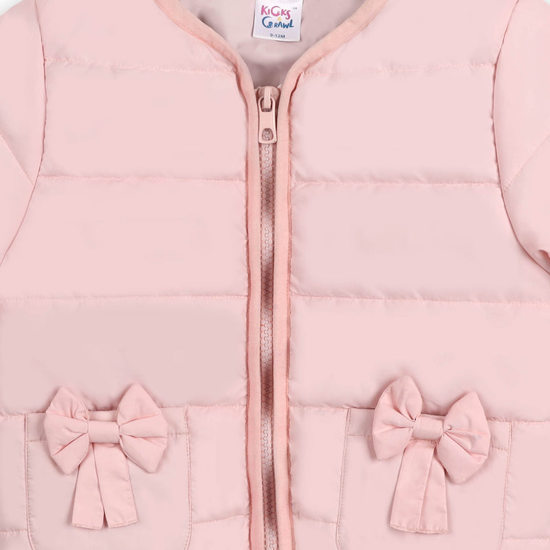 Bow Light Pink Puffer Jacket