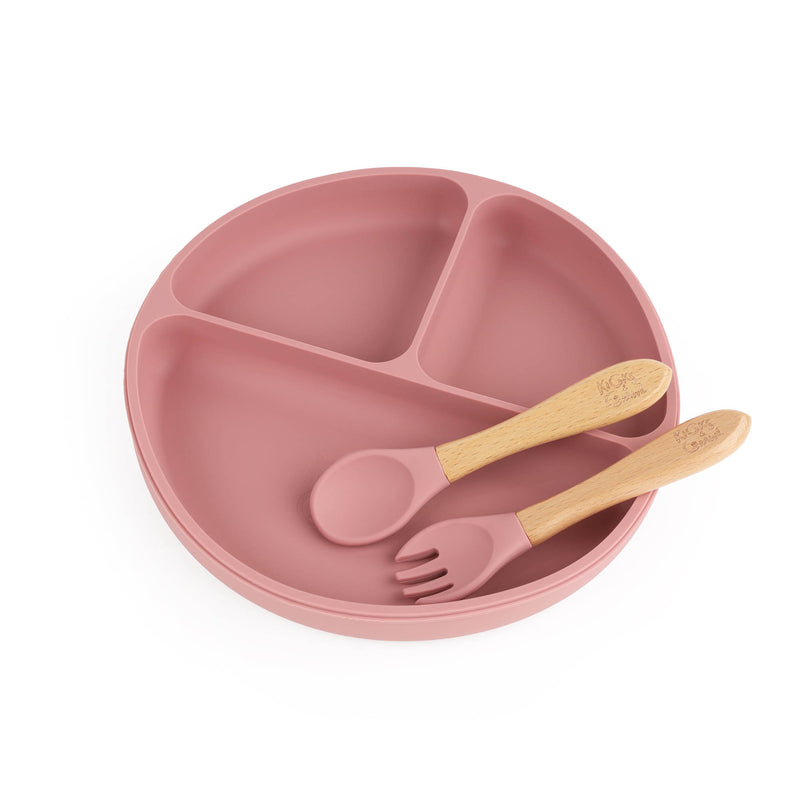 Silicone Plate & Cutlery Set - Pink