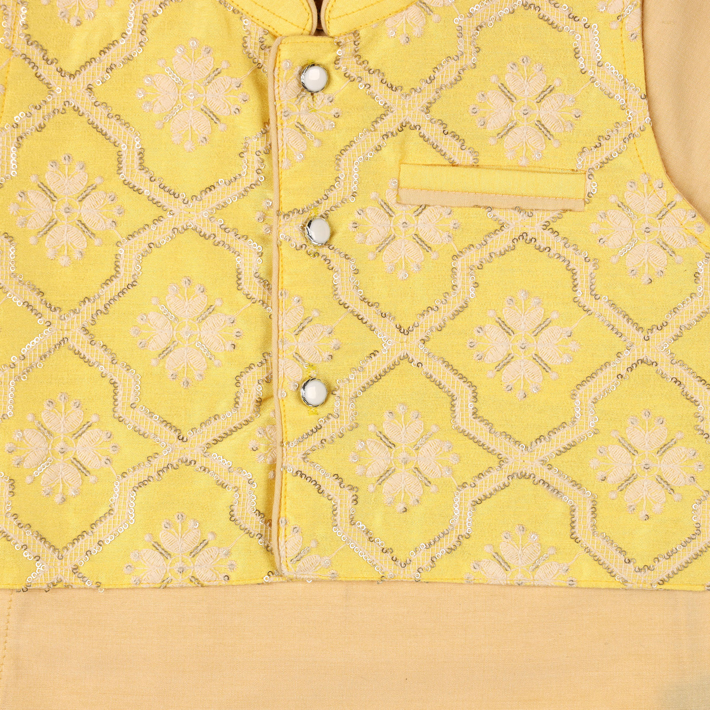 Cream & Yellow Dhoti Kurta Set