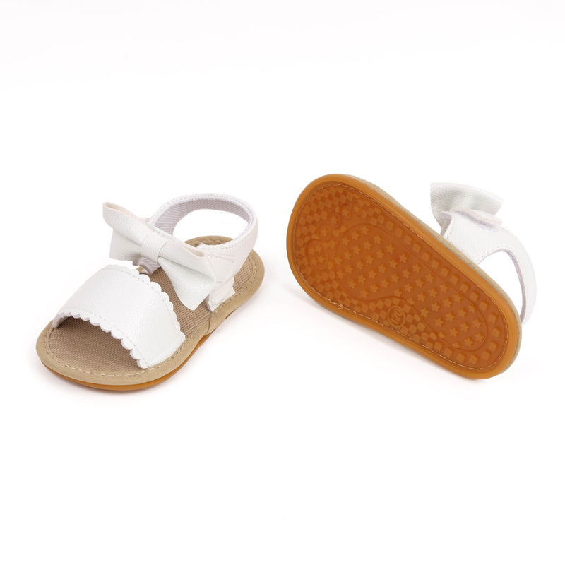 Twisted Bow White Sandals