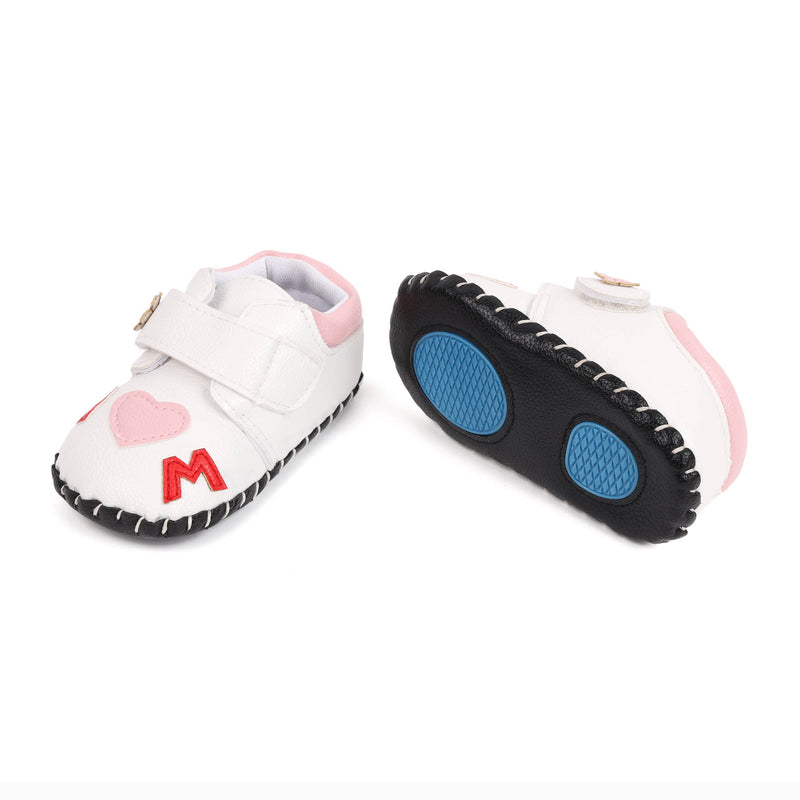 White Hearts Baby Shoes