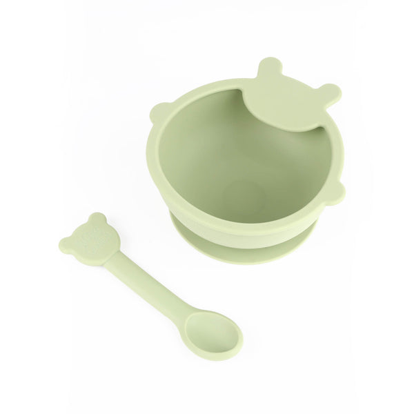 Bear Silicone Bowl & Spoon Set - Mint Green