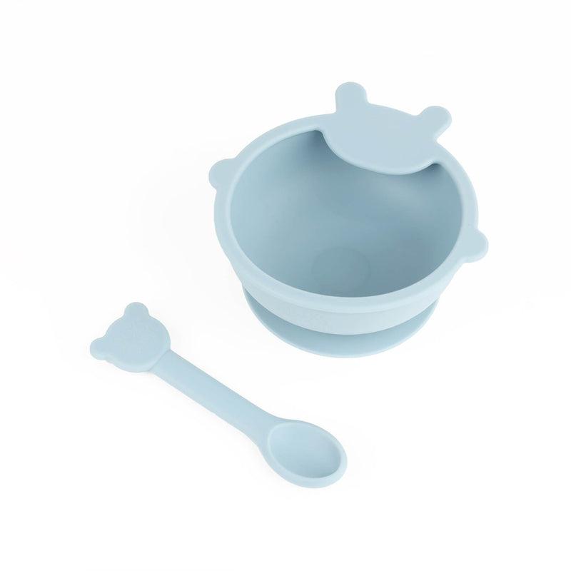 Bear Silicone Bowl & Spoon Set - Sky Blue