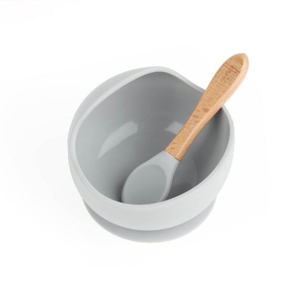 Grey Silicone Bowl & Spoon Set