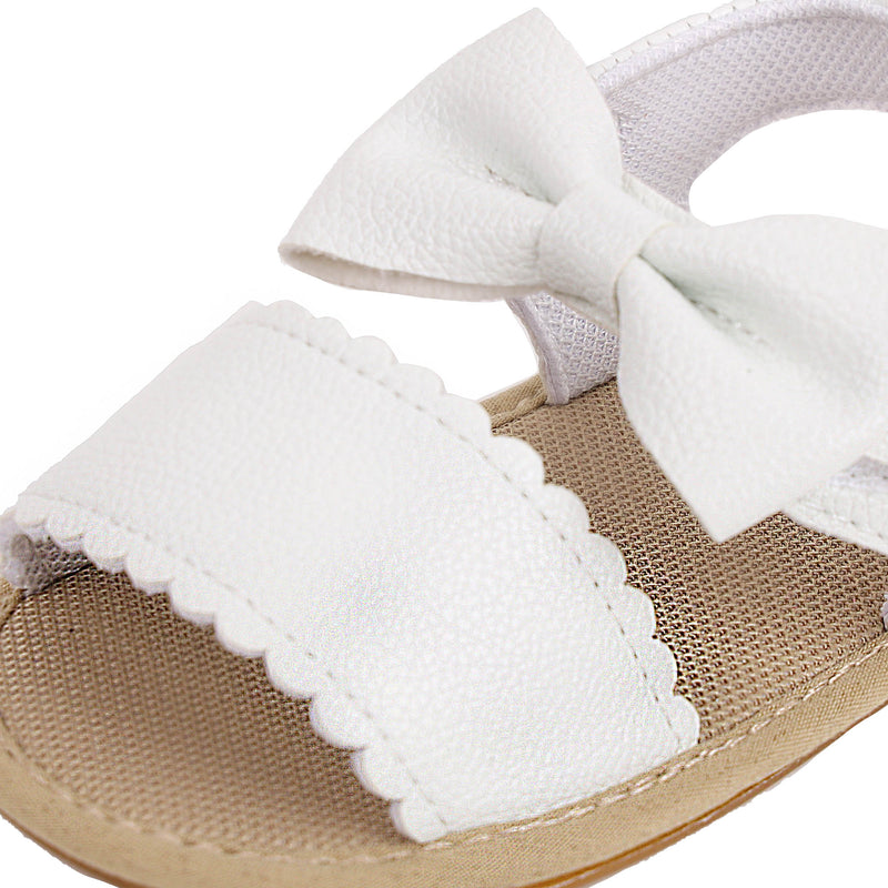 Twisted Bow White Sandals