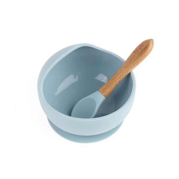 Silicone Bowl & Spoon Set - Sky Blue