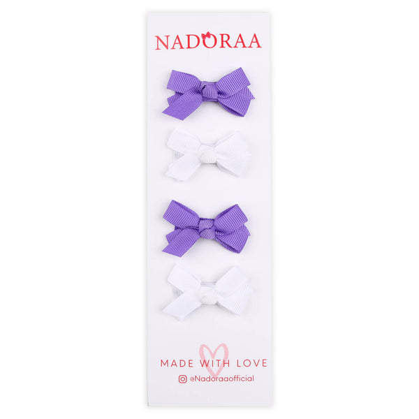 White & Purple Bow Clips