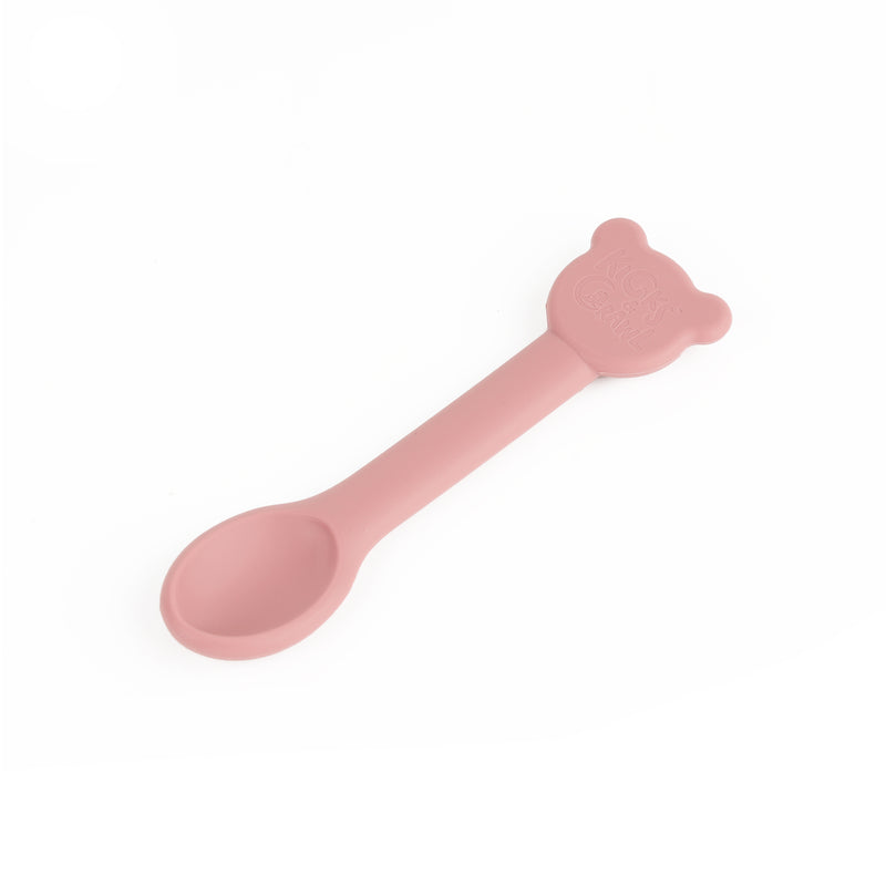 Bear Silicone Bowl & Spoon Set - Pink