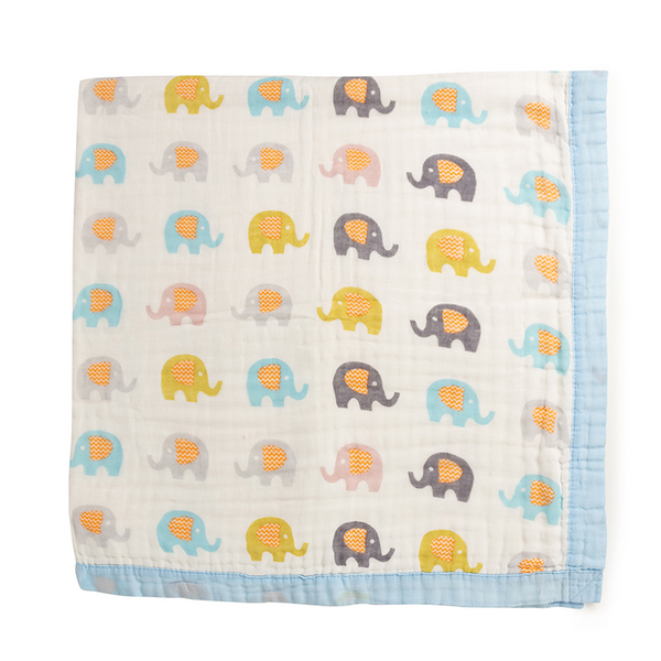 Baby Elephants Quilted Muslin Blanket