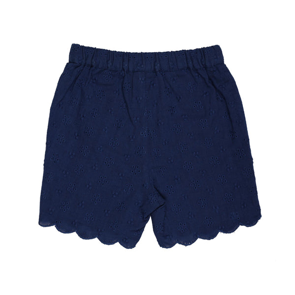 Blue Schiffli Floral Shorts