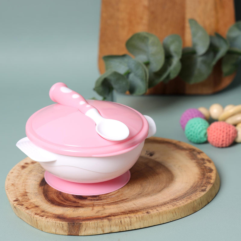 Baby Pink Suction Bowl with spoon