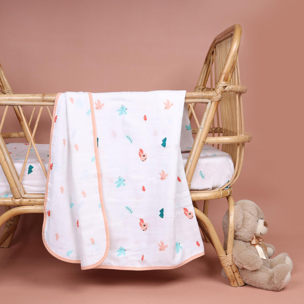 Pink Bunnies Organic Reversible Blanket